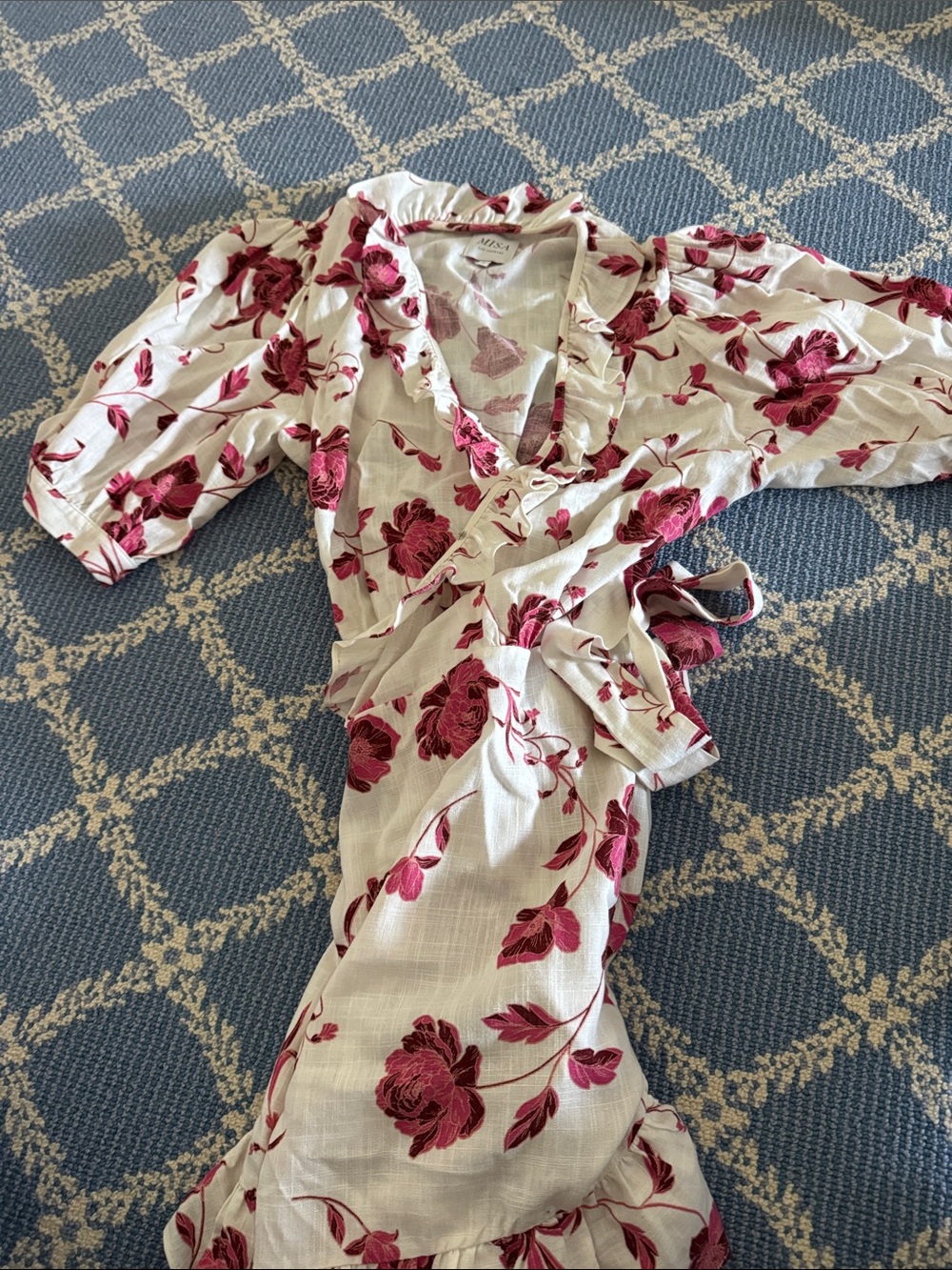 Misa Los Angeles Cream Mini Dress with Rose Pink Floral Print